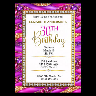 Invitation 30 ans Strata Rose Gold Glamour Bijou