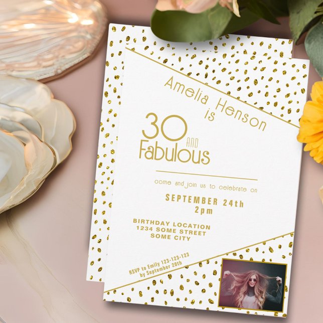 Invitation 30 et fabuleuse Parties scintillant d'or Photo 30e (Créateur téléchargé)