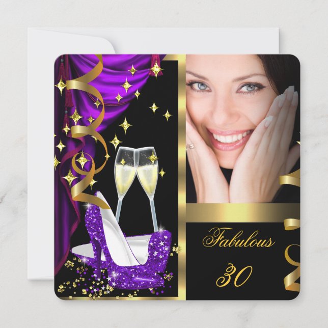 Invitation 30 Fabuleuse et fantastique Champagne violette 4 (Devant)