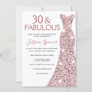 Invitation 30 & Fabulous Rose Gold robe 30e fête d'anniversai