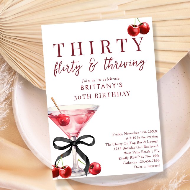 Invitation 30 Flirty & Thriving Cherry Martini 30e anniversai (Créateur téléchargé)
