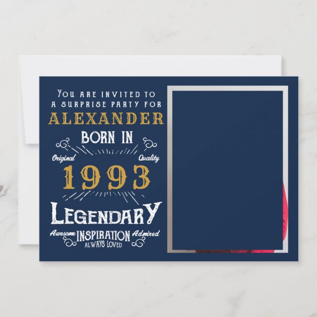 Invitation 30e anniversaire 1993 Légende Or bleu rétro (Devant)