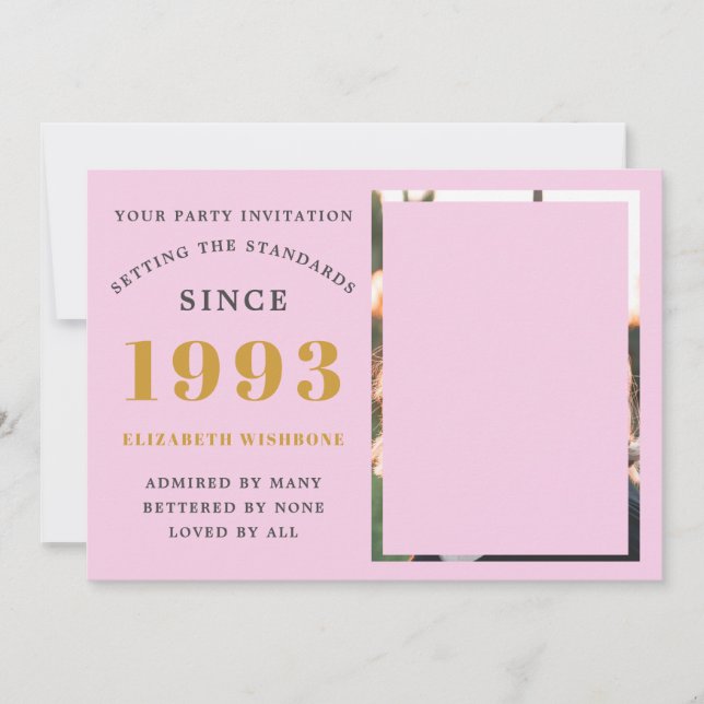 Invitation 30e anniversaire 1993 Nom Photo Rose Grey (Devant)