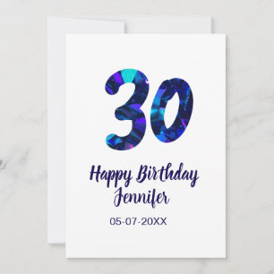 Invitation 30e anniversaire ajouter nom date année bleu scint