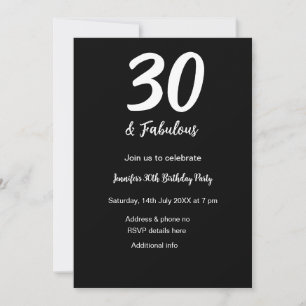 Invitation 30e anniversaire ajouter nom date année noir QR