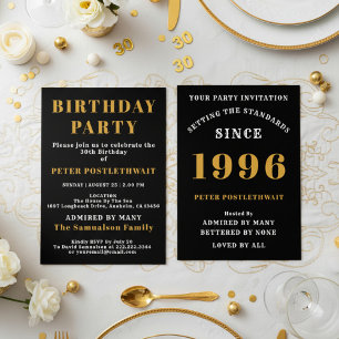 Invitation 30e anniversaire Ajouter un nom 1996 Noir Or Pour
