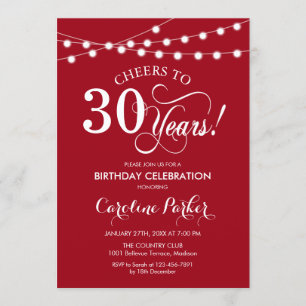Invitation 30e anniversaire - Blanc rouge
