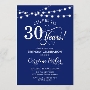 Invitation 30e anniversaire - Bleu bleu marine
