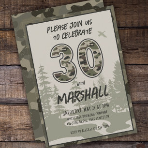 Invitation 30e anniversaire Camouflage Forêt forestière pour 