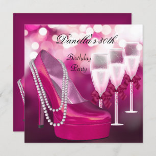 Invitation 30e Anniversaire Chaussures roses Hi Heels Champag