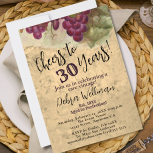 Invitation 30e anniversaire Cheers à 30 ans Vintage Rustique