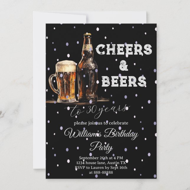 Invitation 30e anniversaire Cheers et bières à 30 ans (Devant)