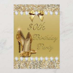 Invitation 30e Anniversaire Classy Talons d'or Séquins Diaman