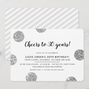 Invitation 30E ANNIVERSAIRE cool argent parties scintillant p