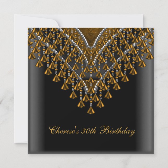 Invitation 30e Anniversaire de la fête Gold Bronze perles Noi (Devant)
