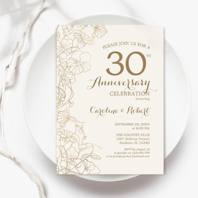 Invitation 30e anniversaire de la florale d'or d'ivoire (Créateur téléchargé)