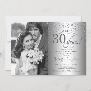 Invitation 30e anniversaire de Mariage en argent avec photo