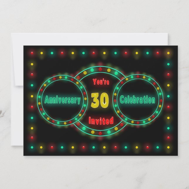 INVITATION 30e ANNIVERSAIRE DE MARIAGE - LUMIÈRES  (Devant)