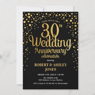 Invitation 30e anniversaire de mariage - Noir et or