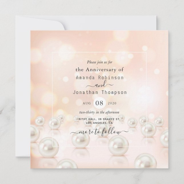 Invitation 30e anniversaire de mariage perle (Devant)
