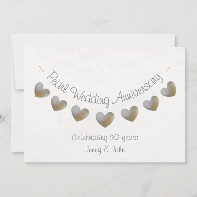 Invitation 30e anniversaire de Mariage perle lapin de perle (Dos)
