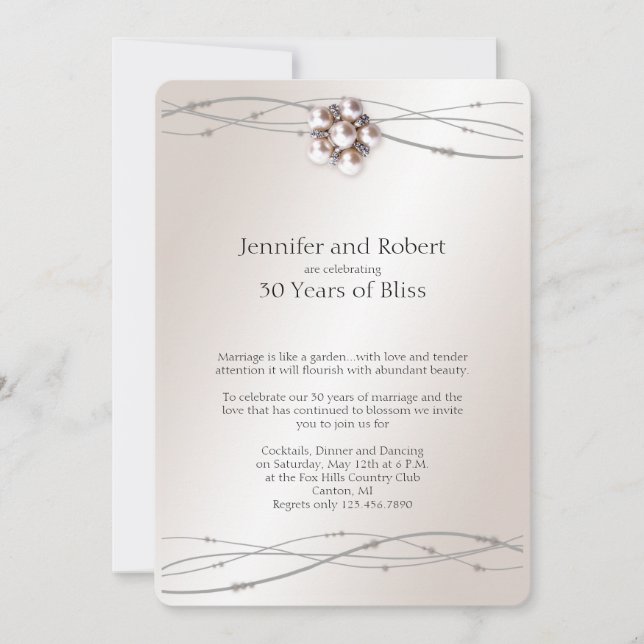 Invitation 30e anniversaire de mariage Rose Perle (Devant)