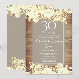 Invitation 30e anniversaire de mariage  Roses rustiques