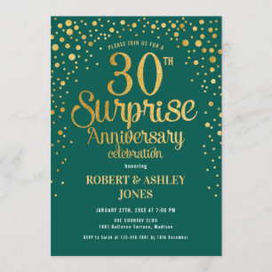 Invitation 30e anniversaire de Mariage surprise - Émeraude et