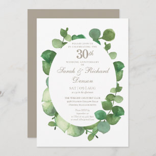 Invitation 30e anniversaire de perles Eucalyptus Boho verdure