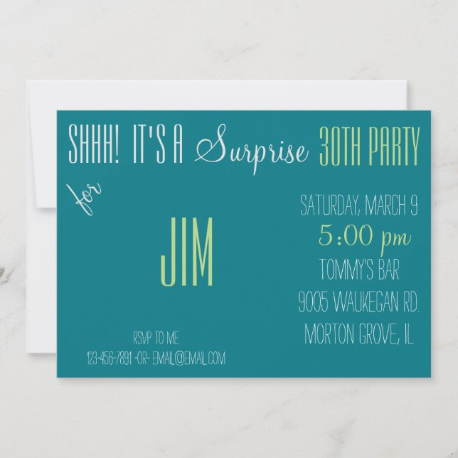 Invitation 30e anniversaire de surprise (Devant)