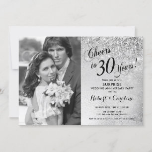 Invitation 30e anniversaire de surprise avec photo - Argent