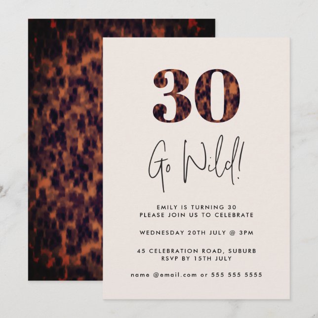 Invitation 30e anniversaire de Tortoiseshell (Devant / Derrière)
