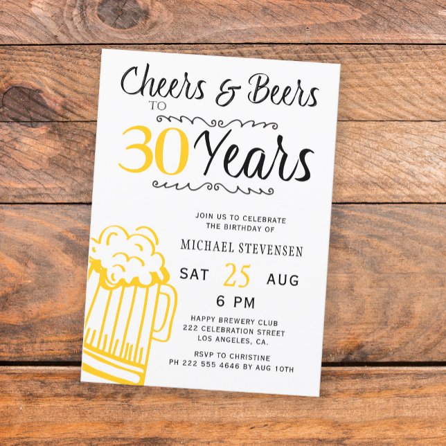 Invitation 30e anniversaire décontracté pour les hommes (Créateur téléchargé)