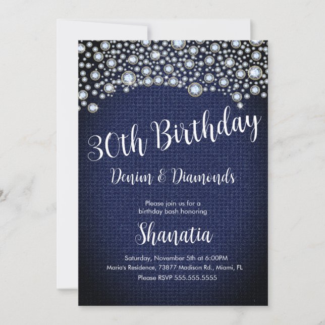 Invitation 30e anniversaire Denim Diamonds Gem Diamonds (Devant)