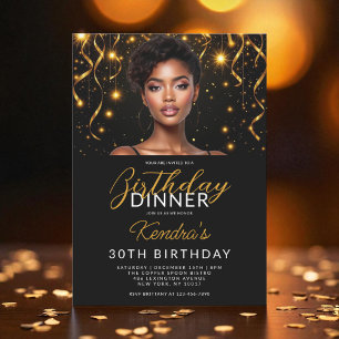 Invitation 30e anniversaire Dîner Gold et Black Photo