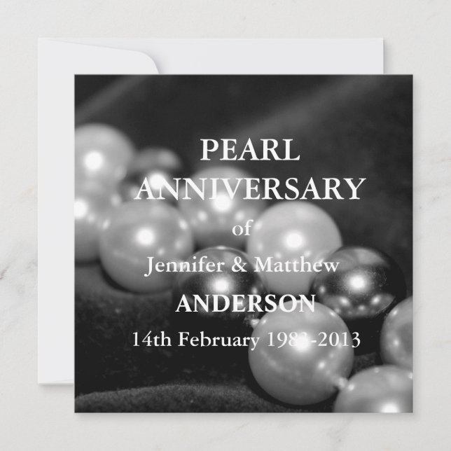 Invitation 30e anniversaire du Mariage Pearl (B&W) (Devant)