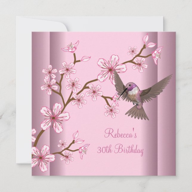 Invitation 30e anniversaire Elégant asiatique Fleurs roses Bi (Devant)