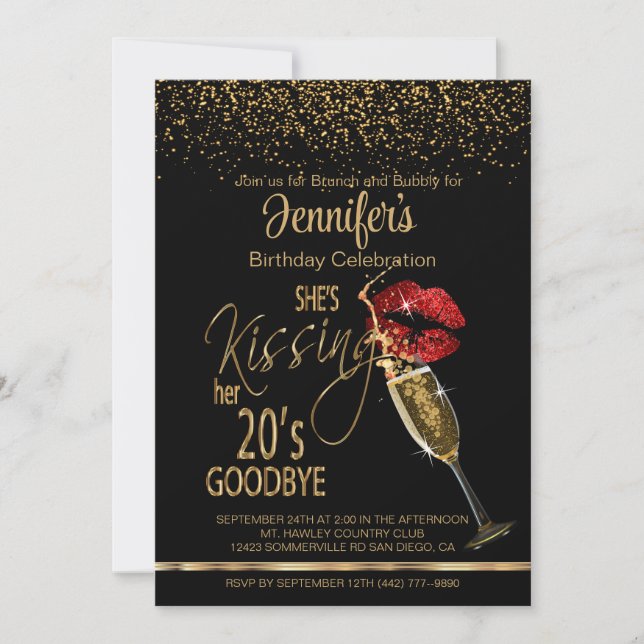 Invitation 30e anniversaire - Elle embrasse ses 20 adieux (Devant)