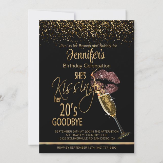 Invitation 30e anniversaire Elle embrasse ses 20 adieux -Rose (Devant)