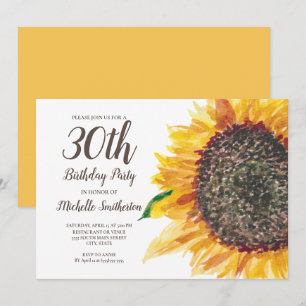 Invitation 30e anniversaire Femmes Jaune Marron Tournesol