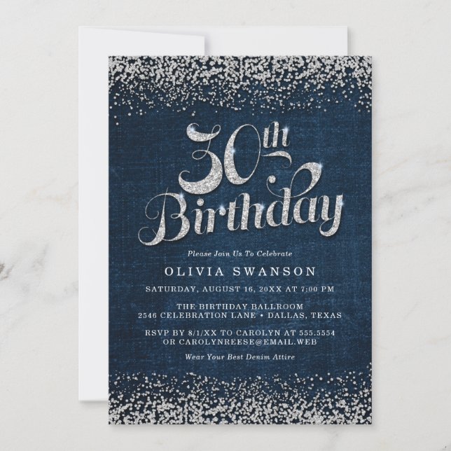 Invitation 30e anniversaire fête Denim & Diamonds (Devant)
