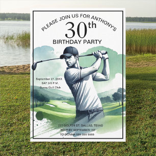 Invitation 30e Anniversaire Fête Golfer Adulte Par Sports Gol
