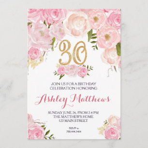 Invitation 30e anniversaire Floral Invitation,