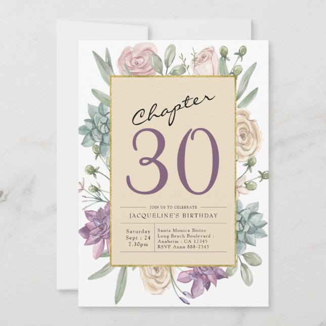 Invitation 30e anniversaire Floral Surprise Party (Devant)