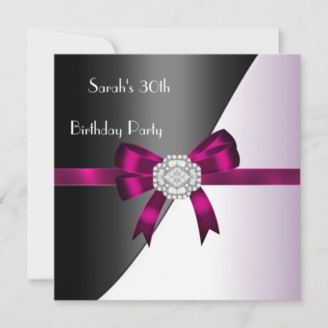 Invitation 30e anniversaire Fuschia White Black Diamond (Devant)