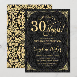 Invitation 30e anniversaire - Gold Black Damask