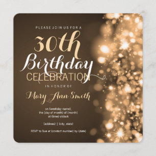 Invitation 30e anniversaire Gold Sparkling Lights