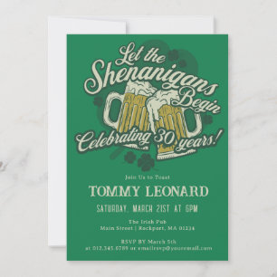 Invitation 30e anniversaire Irish St.Patrick's Day Bière