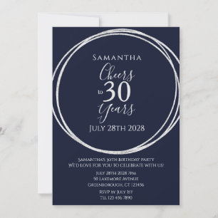 Invitation 30e anniversaire Marine Argent Cheers à 30 ans fêt