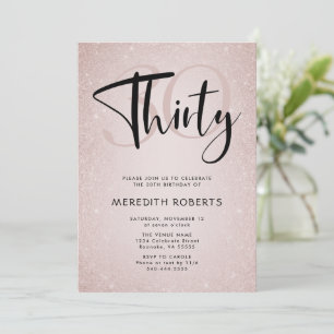 Invitation 30e anniversaire Modern Script Rose Gold Party